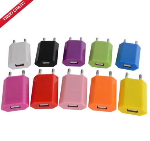 10 colores 1A USB pared viaje cargador adaptador UE enchufe para iPhone Samsung